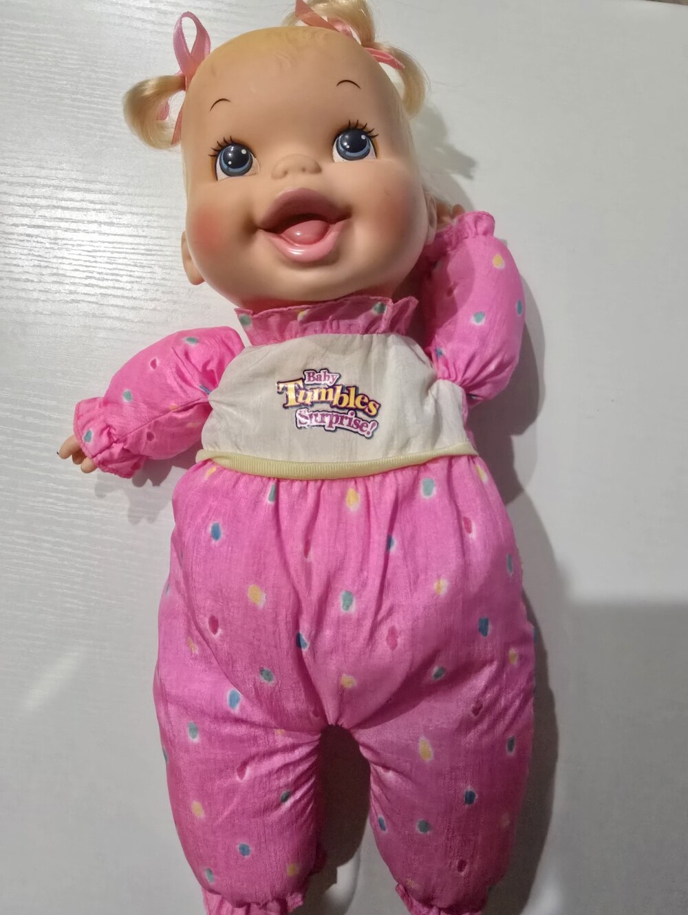 Vintage 1995 Baby Tumbles Surprise 14” Doll, Actually Tumbles. No Rips. Loved